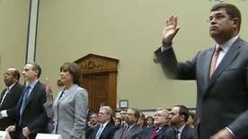 FBN's Rich Edson on Deputy Treasury Secretary Wolin stepping away from the camera during the swearing in of witnesses.
