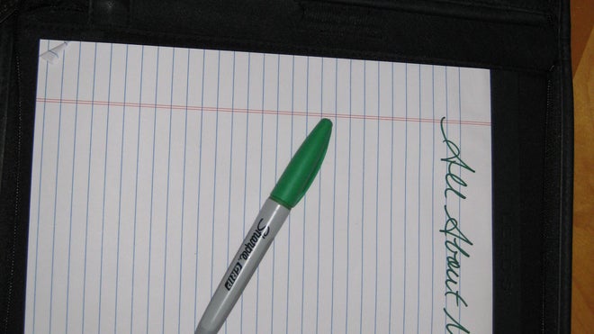 All About Me Page FNL notebook writing pen