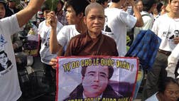 >One of Vietnam's best known dissidents was jailed for two and a half years Wednesday as hundreds of supporters protested in the capital against the communist state's crackdown on dissent.