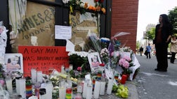  Thousands of people have converged on the New York City neighborhood where a gay man was killed after police say he was taunted with homophobic slurs.
