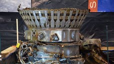 Although they stood up to the immense thrust needed to launch the mighty Saturn V rocket toward the moon, it turns out that the mammoth F- engines that powered the booster's first two-and-a-half minutes of flight were no match for the Atlantic Ocean.