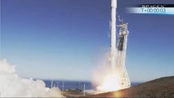 >The private spaceflight company SpaceX launched the first of its new-and-improved Falcon 9 rockets from the California coast Sunday.