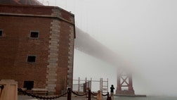 The spot where Jimmy Stewart saved Kim Novak in Vertigo is at Fort Point, just under the base of the Golden Gate Bridge.