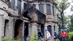 The walls and towers  miles north of New York City are the remains of a glorified warehouse made to look like a Scottish castle. But the building is crumbling and tourists are prohibited from getting close.