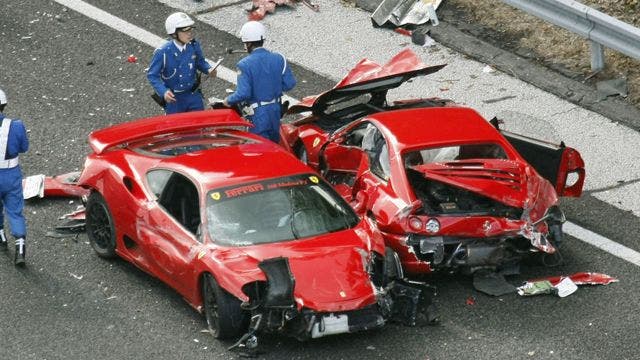 Fleet of Ferraris Ruined in Sports Car Freeway Pileup in ...