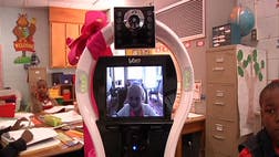 Lexie Kinder has a desk in her third grade classroom at Alice Drive Elementary School in Sumter, South Carolina. But you won’t find her there – you’ll find her at home at her desk. But you will find her robot there at school in her place.
