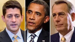 >President Obama meets with House Republicans, as GOP strategy steps back from debt limit fight and focuses on battle over government funding.