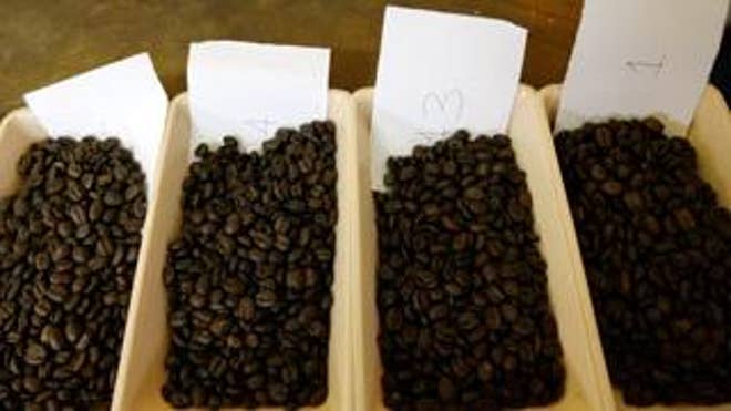 FILE: Colombian coffee is displayed in the town of Monserrate, Colombia. A trade agreement between the U.S. and Colombia has been languishing in Congress for two years. (Reuters)