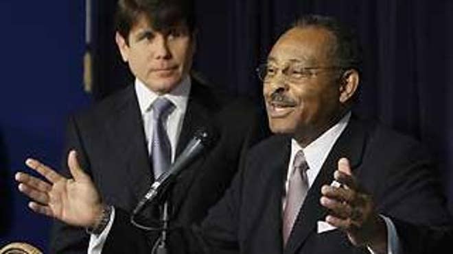 Illinois Gov. Rod Blagojevich announces his choice of former Ill. Attorney General Roland Burris to fill President-elect Barack Obama's U.S. Senate seat Tuesday, Dec. 30, 2008, in Chicago.