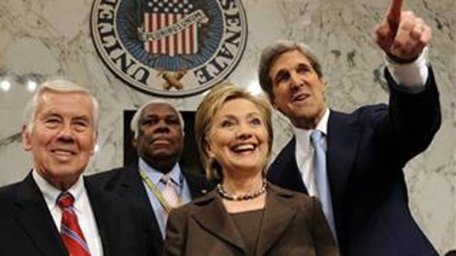 Hillary Clinton at her confirmation hearing for secretary of state