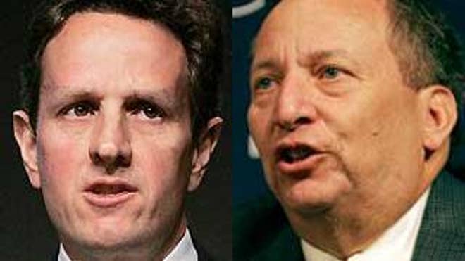 Timothy Geithner, left, and Larry Summers (AP Photo).