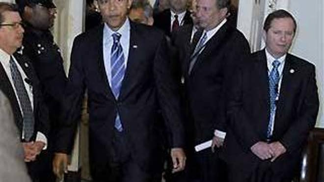 Jan. 13: President-elect Barack Obama joins his economic advisers on Capitol Hill (AP Photo).