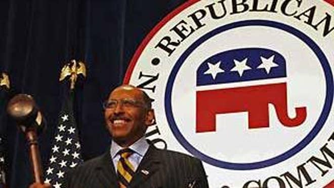 Former Maryland Lt. Gov. Michael Steele holds a gavel after he was elected the first black Republican National Committee chairman in an election by the RNC during their winter meetings, Friday, Jan. 30, 2009 in Washington.