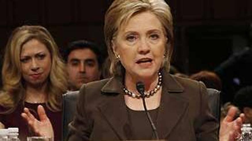 Jan. 13: Sen. Clinton testifies to the Foreign Relations Committee at her confirmation hearing (AP Photo).