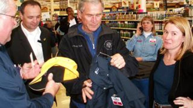 Bush visits Dallas hardware store