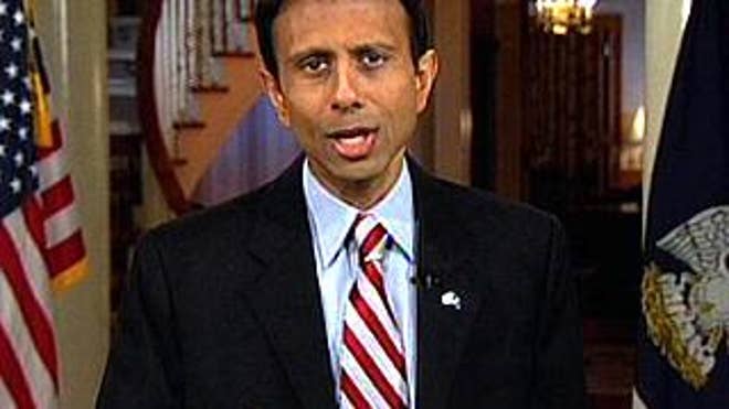Louisiana Gov. Bobby Jindal delivers the Republican Party's official response to President Obama's address. (AP)