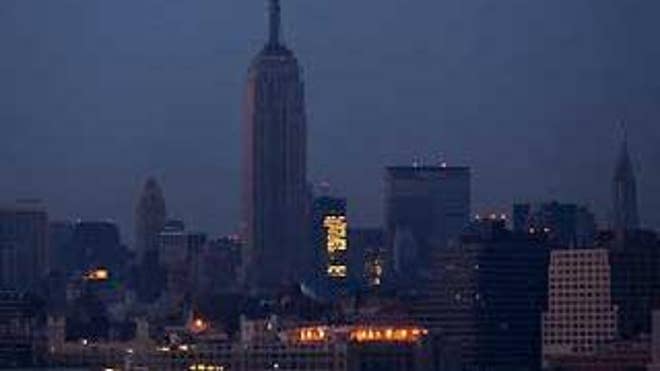 The Empire State Building and midtown New York City are shown during the 2003 blackout. (AP Photo)