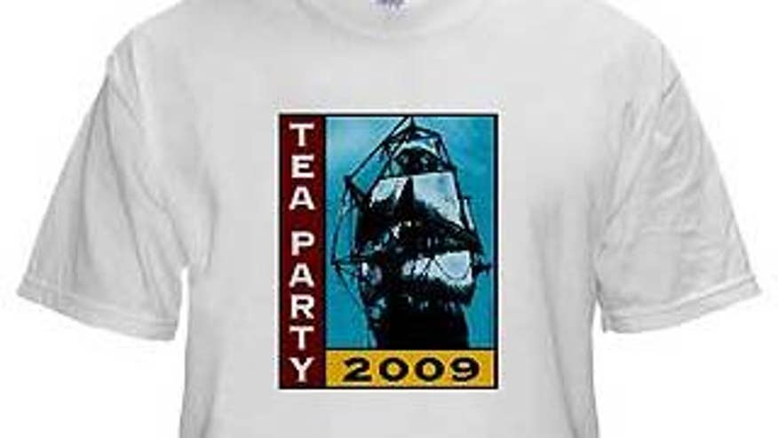 A Tea Party T-shirt offered for sale at CafePress, part of a boom in anti-tax products being sold online ahead of nationwide protests scheduled for April 15. (CafePress)