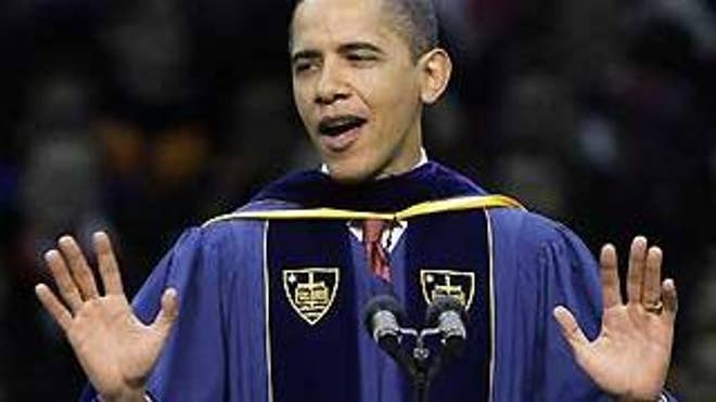 President Obama delivers his commencement address during ceremonies at the University of Notre Dame in South Bend, Ind., Sunday. (AP Photo)