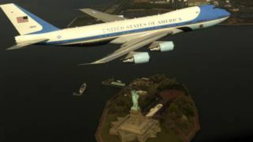 May 8: The White House released this photo of the April 27 flyover of an Air Force One plane on a training mission and photo-op over Manhattan. (The White House)