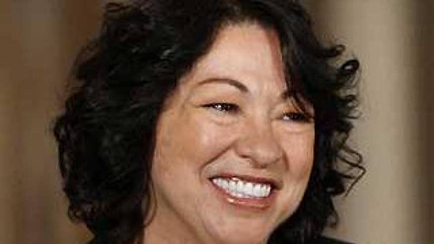 Judge Sonia Sotomayor smiles as President Obama announces her as his pick for the Supreme Court Tuesday in Washington. (AP Photo)