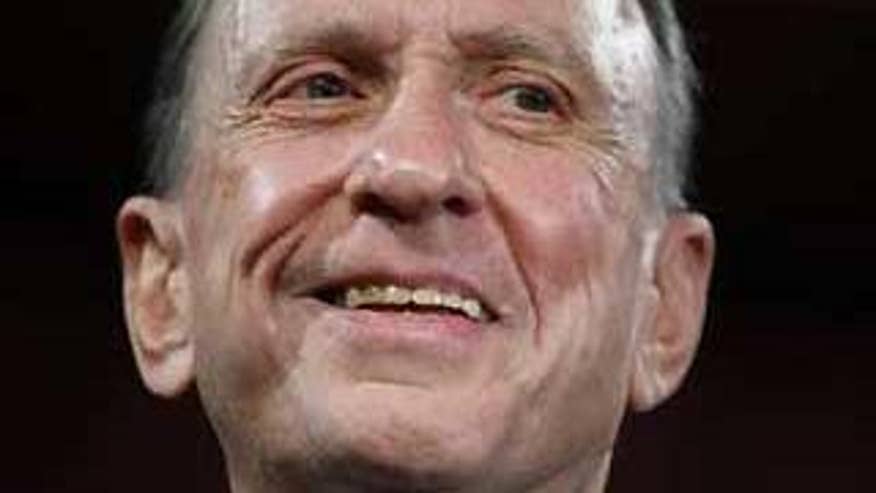 Sen. Arlen Specter speaks at a news conference in Washington Thursday. (Reuters Photo)