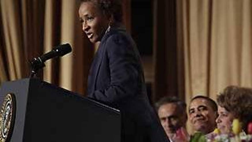 May 9: Comedian Wanda Sykes entertains -- and shocks some in the crowd -- at the White House Correspondents Dinner (AP Photo).
