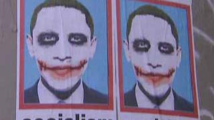 These posters portraying President Obama as The Joker have been spotted in Los Angeles. (FNC)