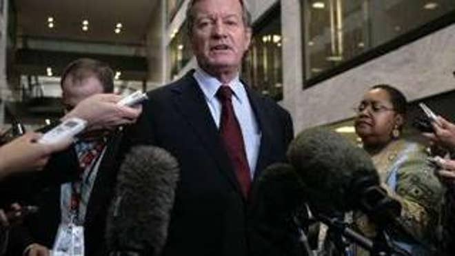 Sen. Max Baucus talks to the media after a Senate meeting on health care reform in Washington Tuesday. (Reuters Photo)