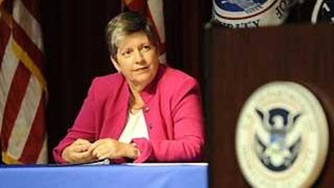 Sept. 8, 2009: Department of Homeland Security Secretary Janet Napolitano listens during the unveiling of a Girl Scout preparedness badge (AP).