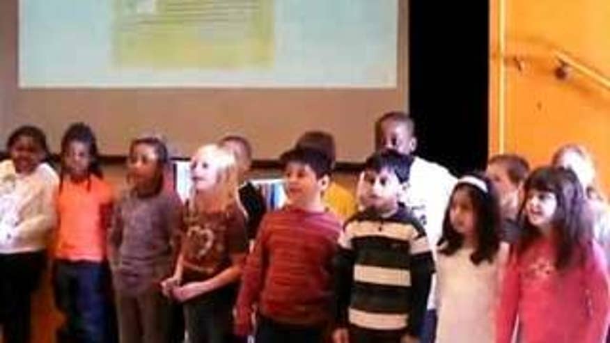Children sing songs praising President Obama's "great accomplishments" in a video made in a New Jersey elementary school. (YouTube)