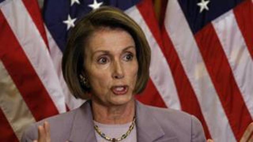 House Speaker Nancy Pelosi speaks.