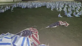 Israeli, American flag display to honor the victims of Oct. 7th vandalized at Harvard
