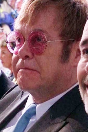 Elton unhappy at wedding?