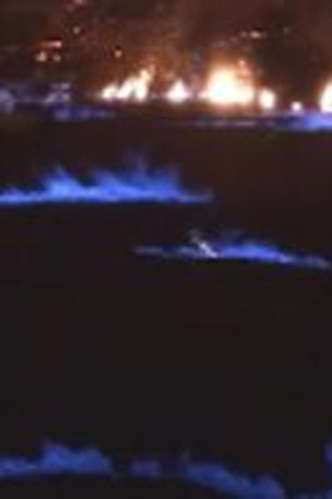 Hawaii volcano's eery blue flames