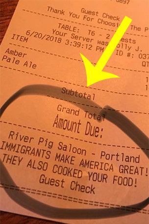 Pub puts immigration message on receipts