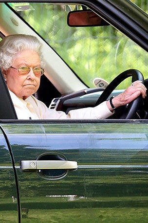 Queen drives without a license