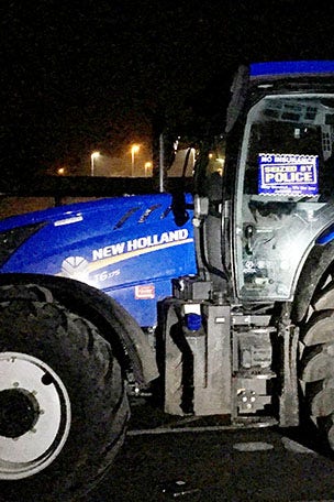 Tractor caught street racing