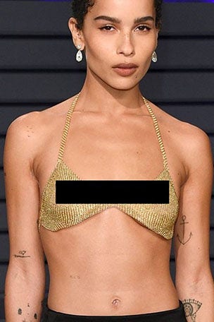Zoe Kravitz wears NSFW bra to party