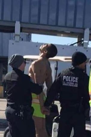 Naked passenger caught walking out onto tarmac