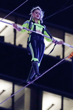 Dramatic stunt in Times Square