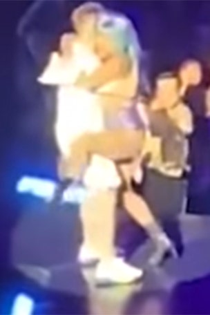 Lady Gaga falls off stage