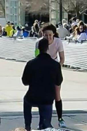 Marathon runner SHOCKED by finish line surprise