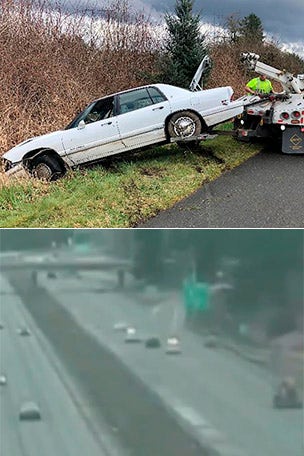 Man teaching DOG to drive wrecks