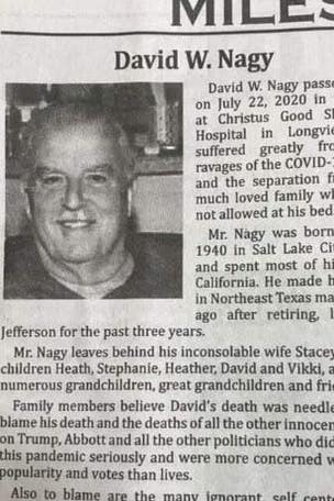Texas man's obituary SLAMS this