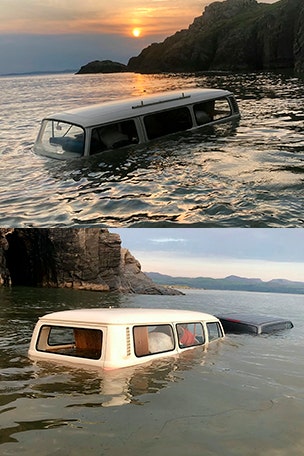 VW Microbus caught in TIDE