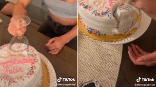 Cake-cutting 'hack' using wine glass goes viral: 'This is a game changer'