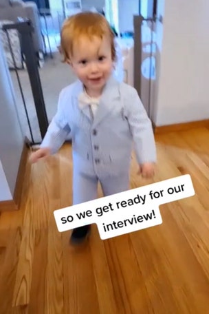 Toddler attends JOB interview