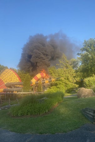 Water slide catches FIRE