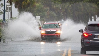 car driving through water